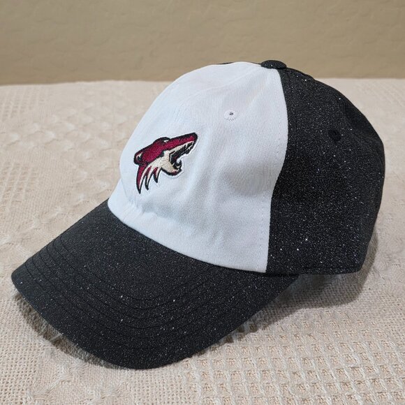 Women\'s Arizona Coyotes Logo NHL Official White Black Glitter Baseball Hat main image 12